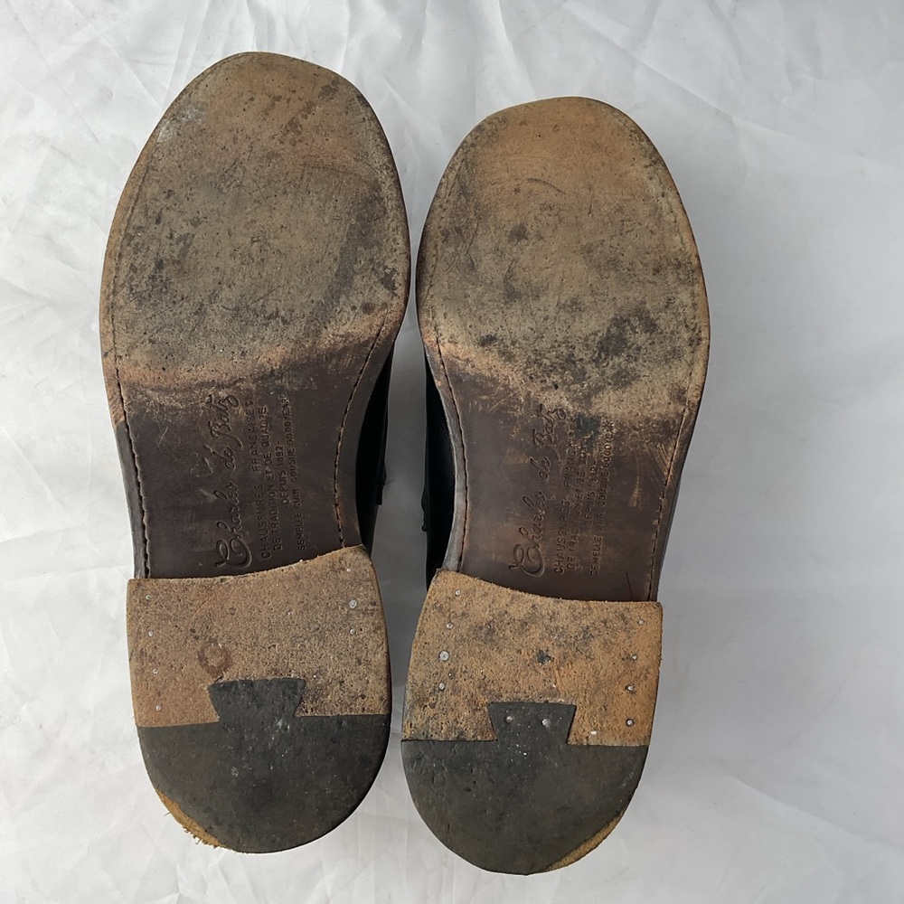 Charles de Batz Italian Black and White Slip-On Penny Loafers - Picture 7 of 11
